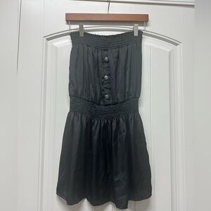 Misope Black Strapless Dress with Button Detail